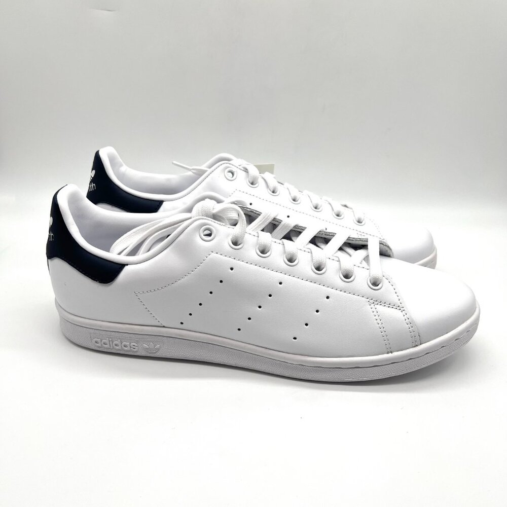 Adidas Originals‎ Womens Size 11 Stan Smith White Navy Blue Sneakers Shoes